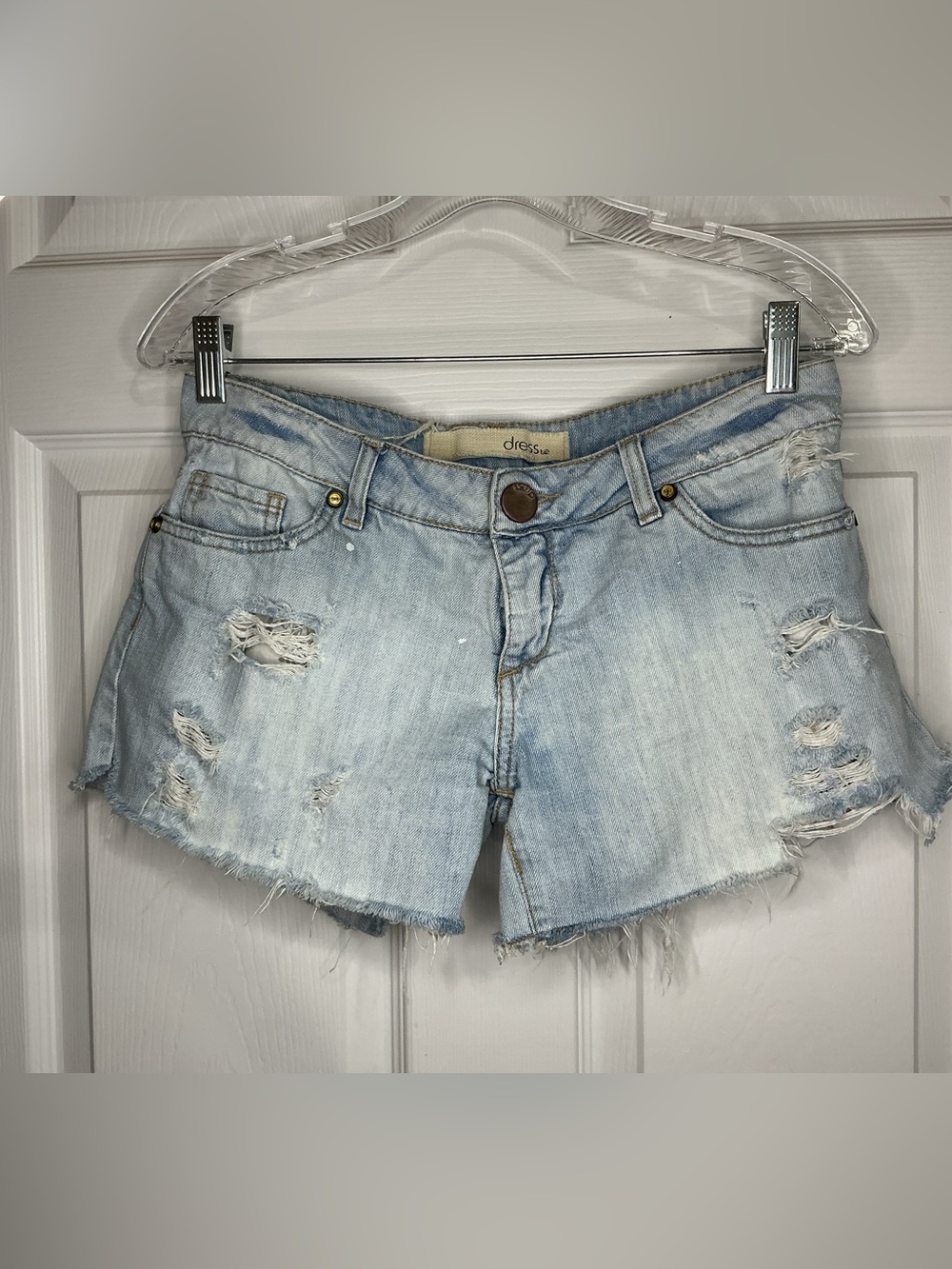 Y2K Light Wash Distressed Denim Cutoff Shorts